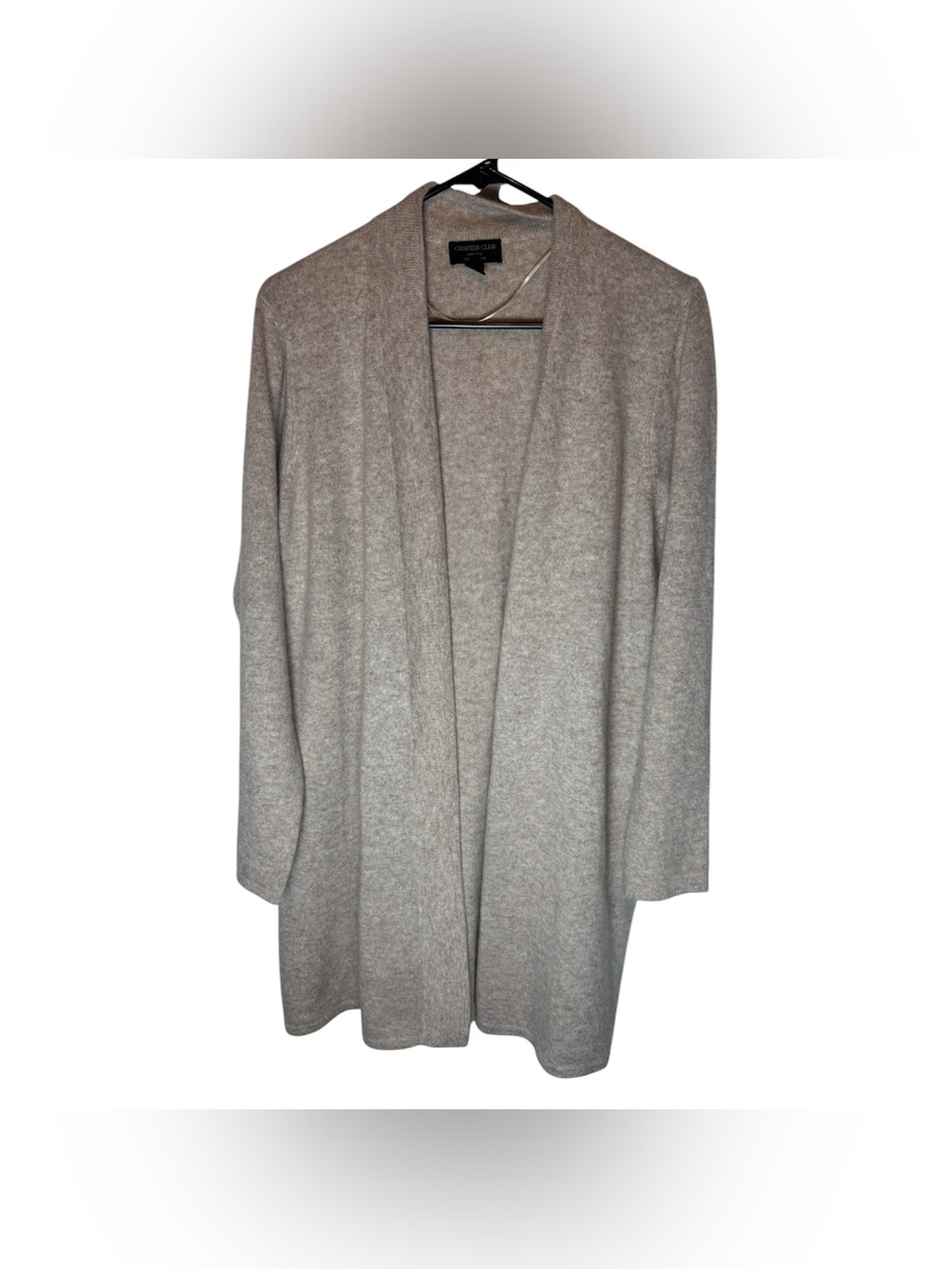 Charter Club 100% Cashmere Open Front Cardigan Sweater - Oatmeal Heather